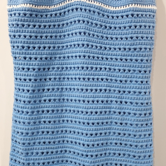 WILLOW & WIND Blue White Crochet Babydoll Dress, Summer Festival, Size M - Picture 6 of 11